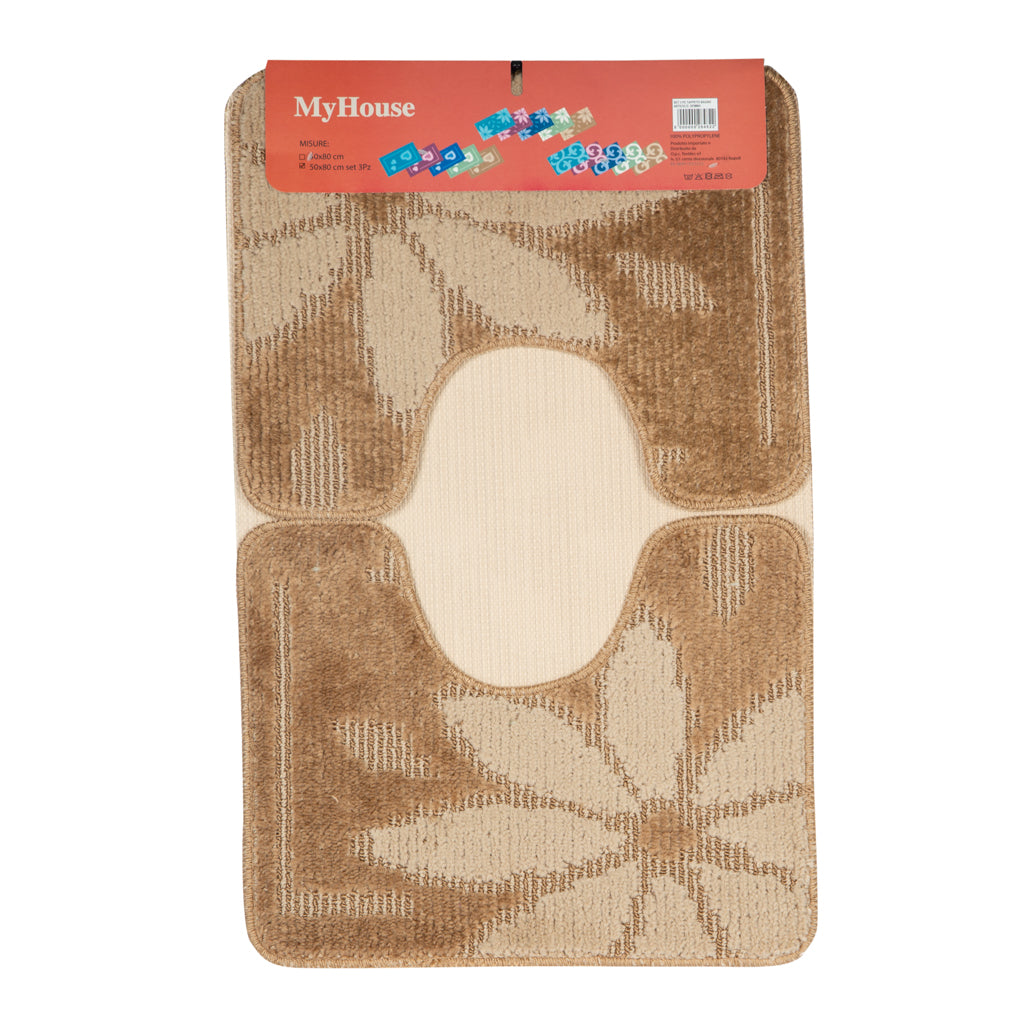Tris Tappeti Bagno Antiscivolo My House Gemma