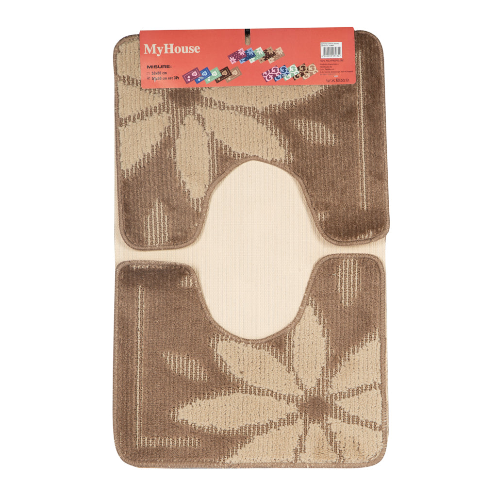 Tris Tappeti Bagno Antiscivolo My House Gemma