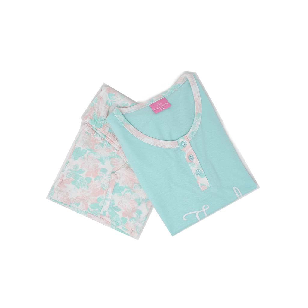 Pigiama Cotone Donna Maniche Corte Pantaloncini Lara Justin Tropical 923