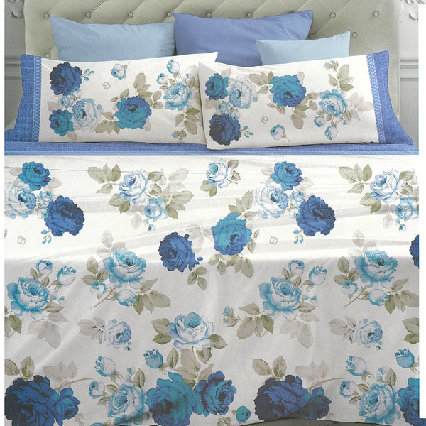 Completo Letto Cotone Matrimoniale Maxi Laura Biagiotti Asha Blu