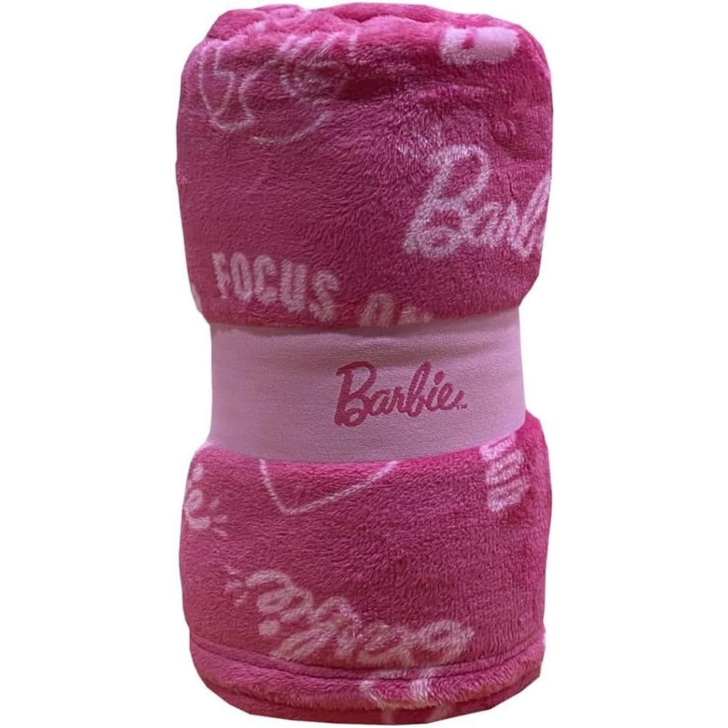 Barbie, Coperta Plaid, Soft touch, 130x160, Rosa, Prodotto Ufficiale