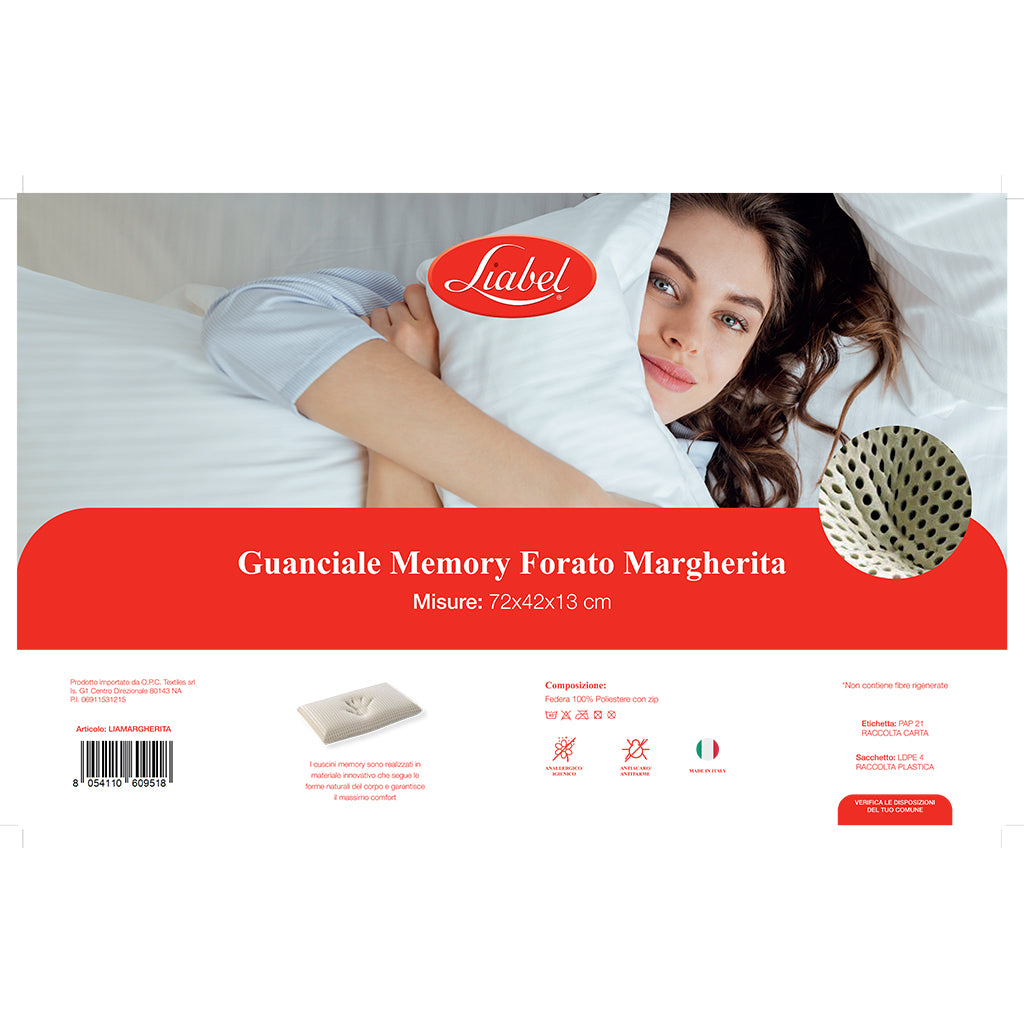 Guanciale Memory Forato Liabel Margherita 72x42x13