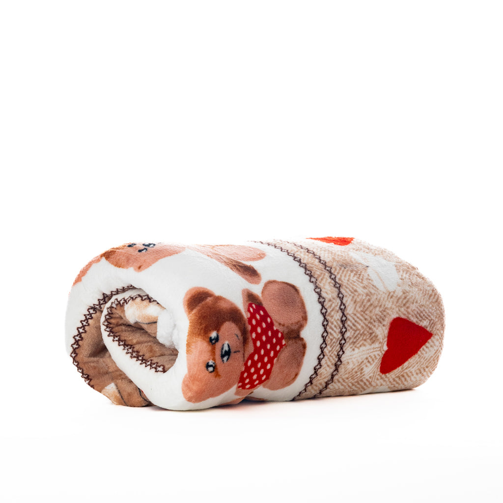 Plaid Agnellato con Pelliccia Fantasia Orsacchiotto