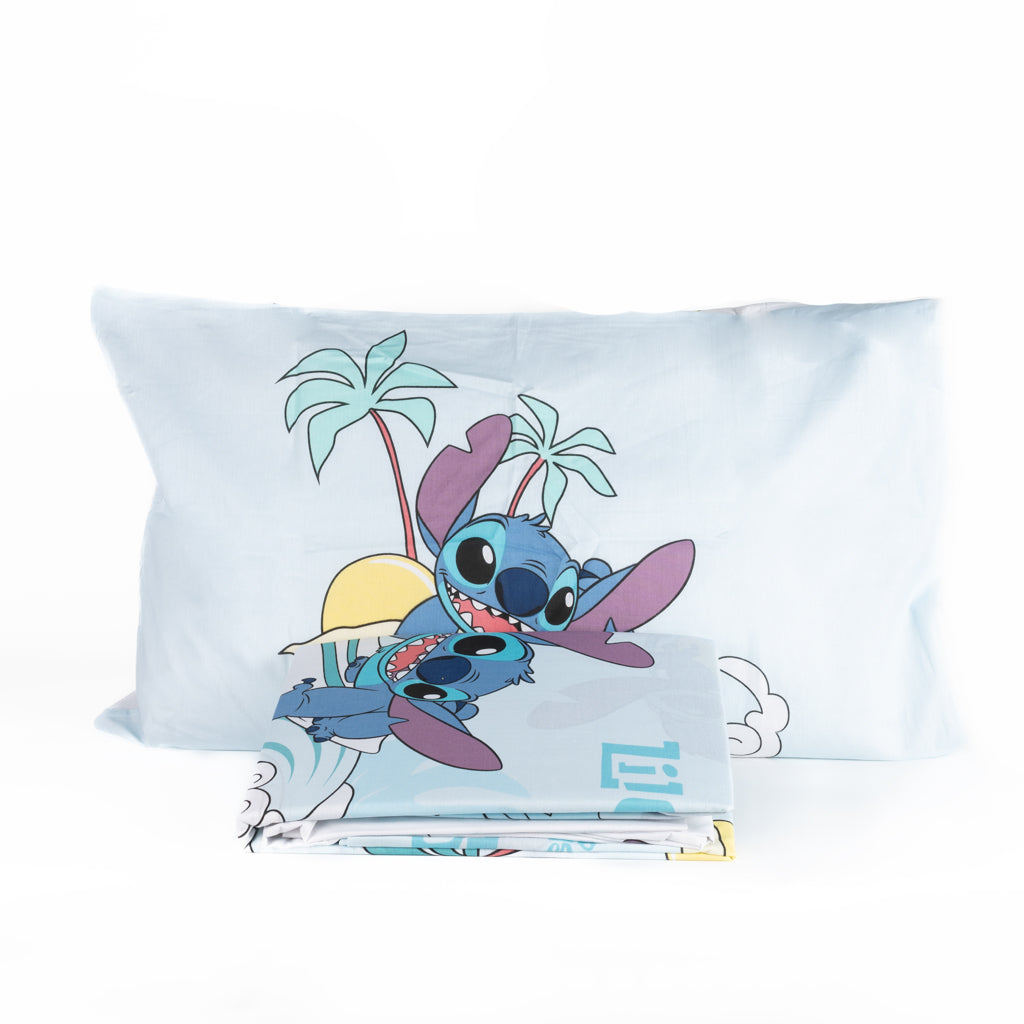 Completo Letto Cotone Singolo Novia Lilo e Stich Azzurro