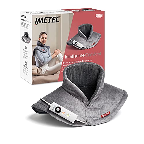 Imetec Intellisense Cervical Ipoallergenico Termoforo per Cervicale e Spalle, 47 cm x 52 cm Taglia, Ardesia