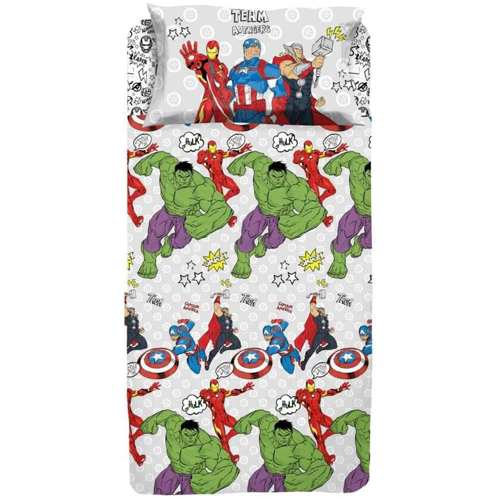 Avengers / Completo Lenzuolo Singolo / 1 Piazza / 100% Cotone / Marvel / Disney