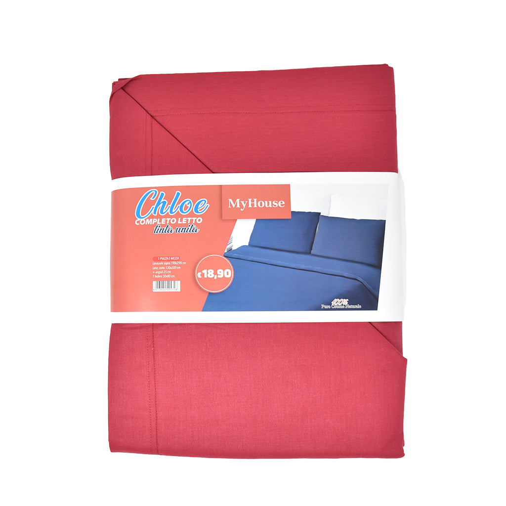Completo Letto 100% Cotone Tinta Unita My House