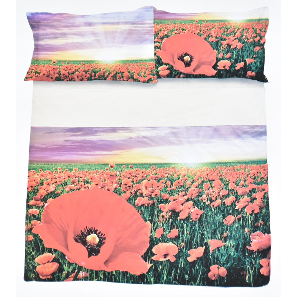 Completo Lenzuolo Copriletto Cotone Matrimoniale Novia Sandy Poppy