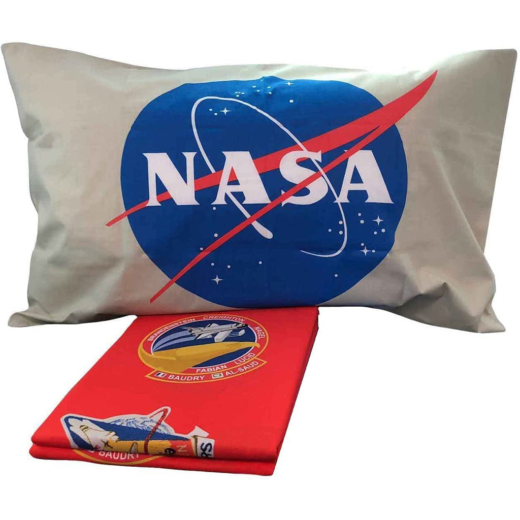 NASA | Copripiumino Singolo | 100% Cotone | Rosso | Prodotto Ufficiale