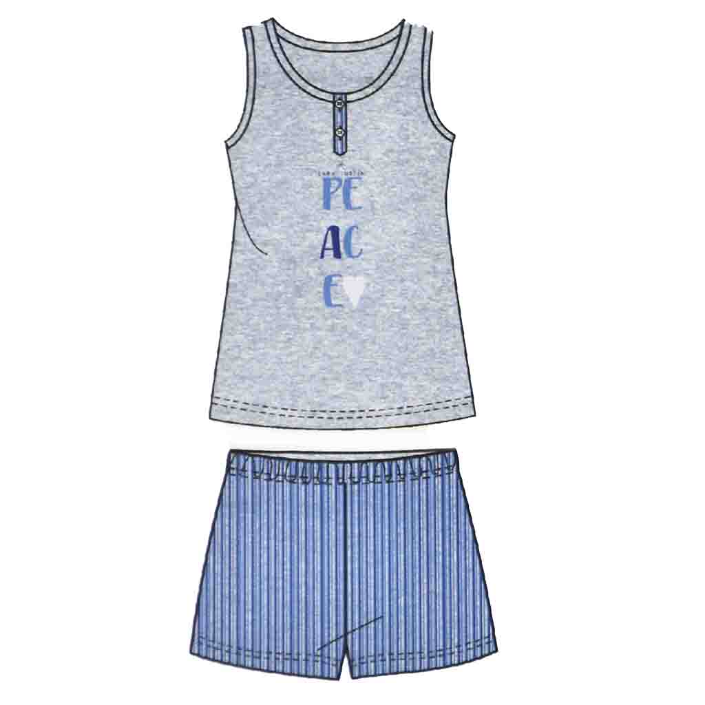 Pigiama Cotone Donna Canotta Pantaloncini Lara Justin Peace 935