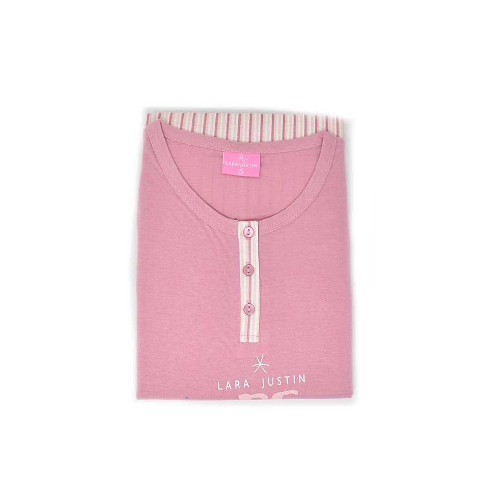 Pigiama Cotone Donna Maniche Corte Pinocchietto Lara Justin Peace 934