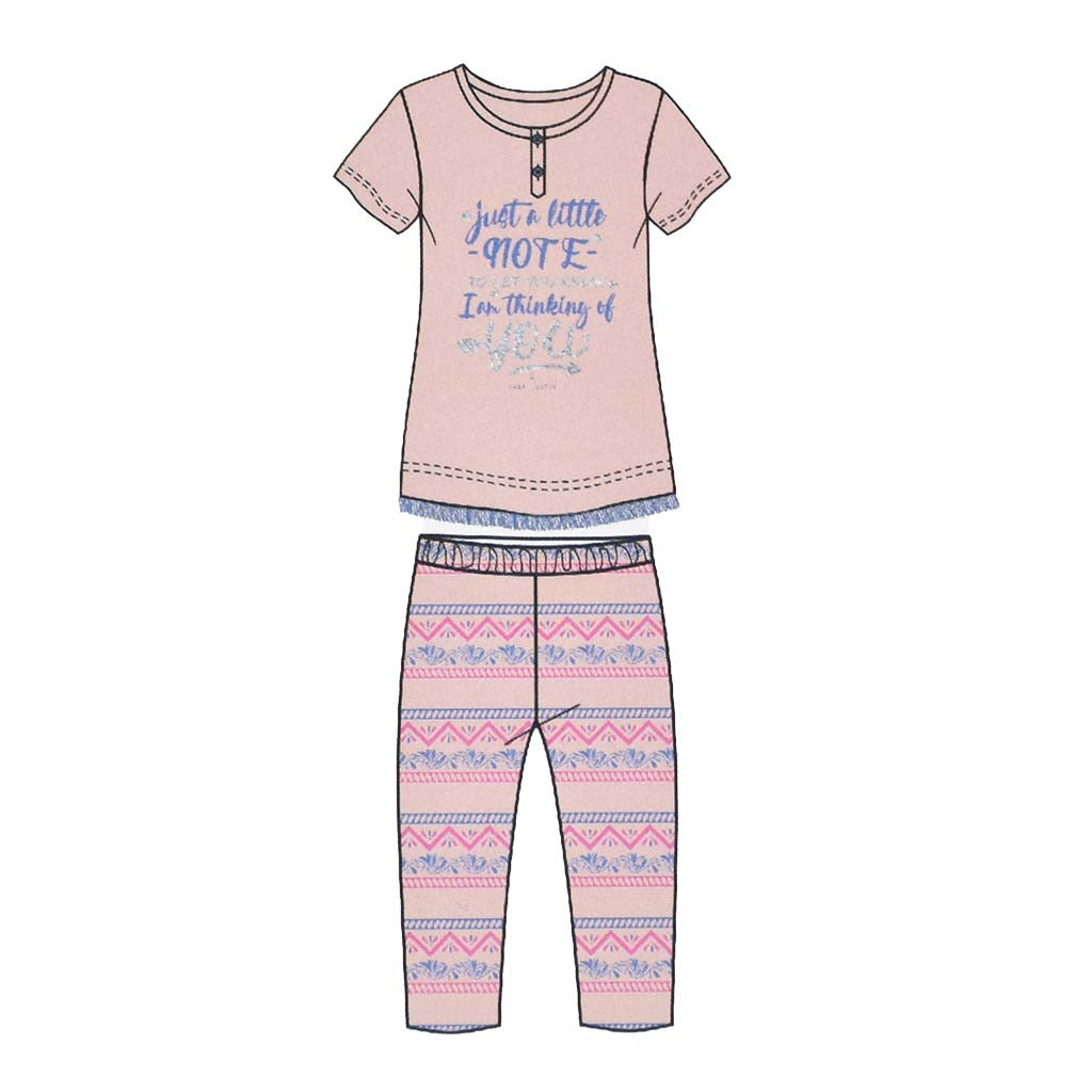 Pigiama Cotone Donna Maniche Corte Pantaloni a Pinocchietto Lara Justin Indiana 933