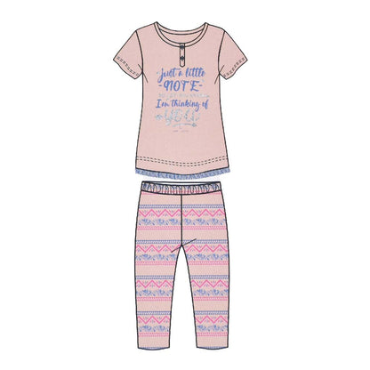 Pigiama Cotone Donna Maniche Corte Pantaloni a Pinocchietto Lara Justin Indiana 933