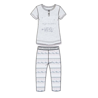 Pigiama Cotone Donna Maniche Corte Pantaloni a Pinocchietto Lara Justin Indiana 933