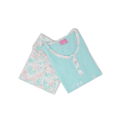 Pigiama Cotone Donna Maniche Corte Pantaloncini Lara Justin Tropical 923