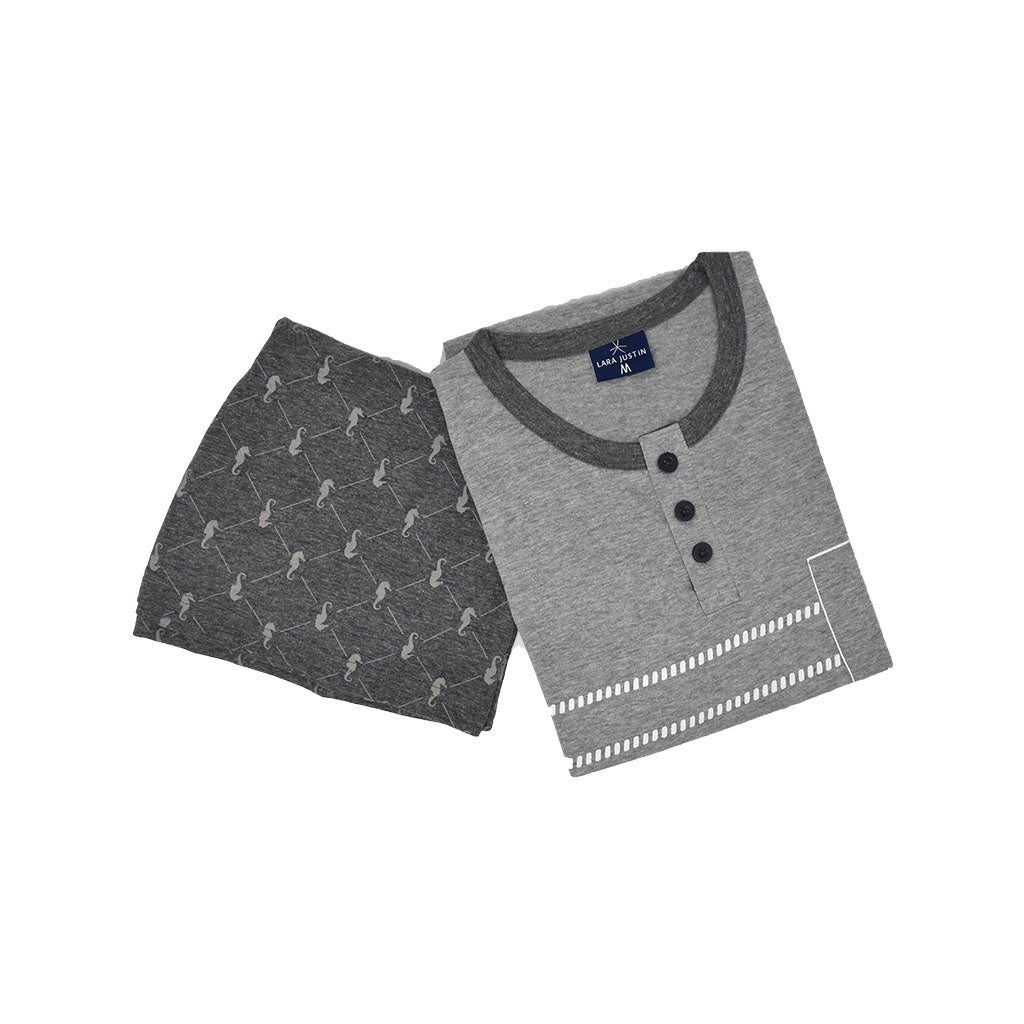 Pigiama Cotone Uomo Maniche Corte Pantaloncini Lara Justin Cavalluccio 1027
