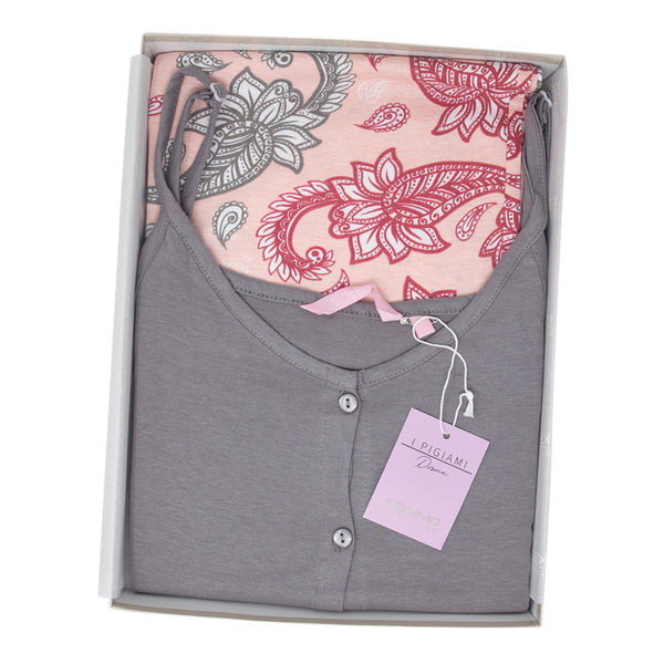 Pigiama Donna Cotone Canotta e Pantaloncini Fantasia Kissimo