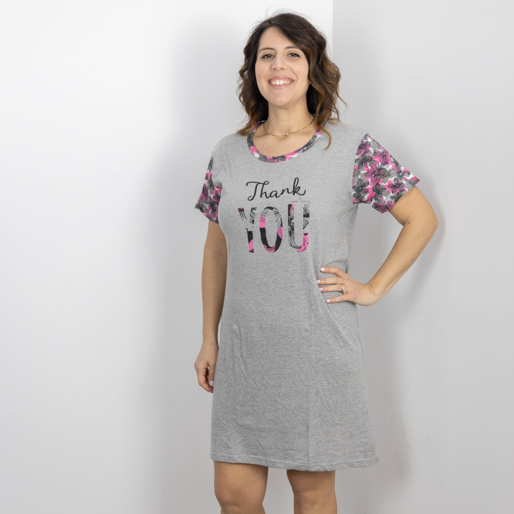 Camicia da Notte Cotone Donna Manica Corta Lara Justin Tropical 925