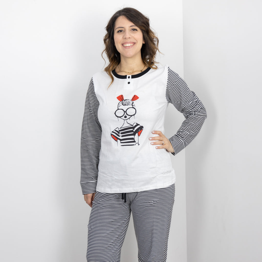 Pigiama Cotone Maniche Lunghe Donna Nacshua Baudelaire