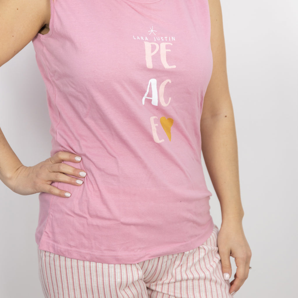 Pigiama Cotone Donna Canotta Pantaloncini Lara Justin Peace 935
