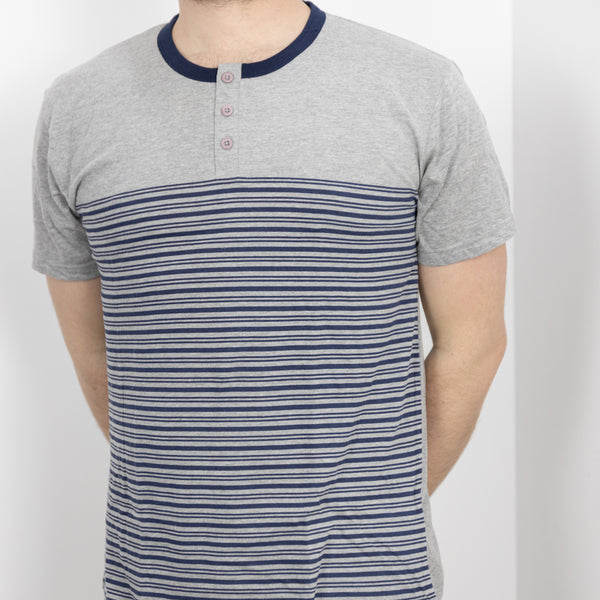 Pigiama Cotone Uomo Maniche Corte Pantaloncini Lara Justin Righe 1025