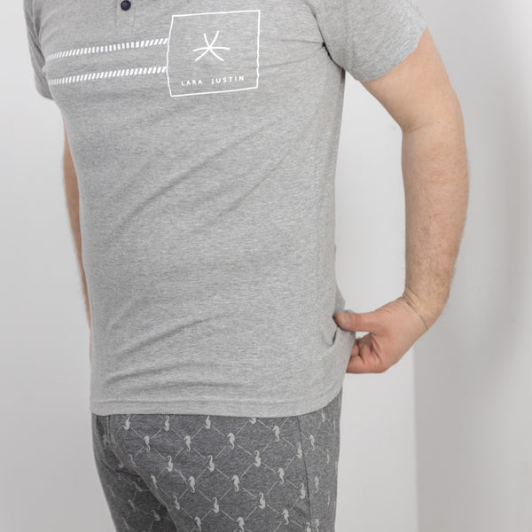 Pigiama Cotone Uomo Maniche Corte Pantaloncini Lara Justin Cavalluccio 1027