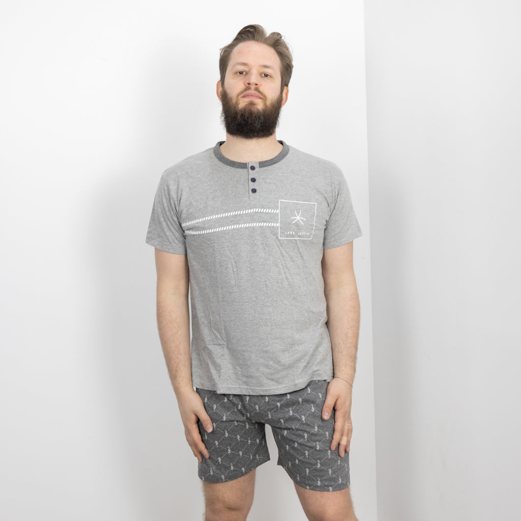 Pigiama Cotone Uomo Maniche Corte Pantaloncini Lara Justin Cavalluccio 1027