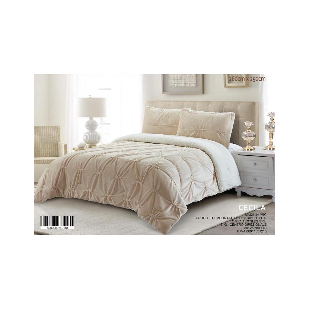 Trapunta matrimoniale in eco-pelliccia jacquard Cecilia